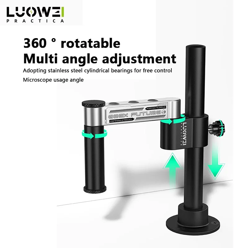 LUOWEI LW-GK01/GK02 Jednoramienny stojak na kamerę mikroskopową 360 °   Obrotowy, regulowany metalowy uchwyt wahadłowy do uchwytu mikroskopu 32 mm