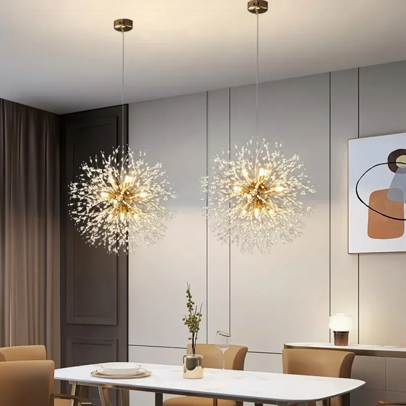 

2024 Modern Crystal LED G9 Dandelion Chandelier Lighting Pendant Lamp for Dining Room / Restaurants / Shops Chandeliers