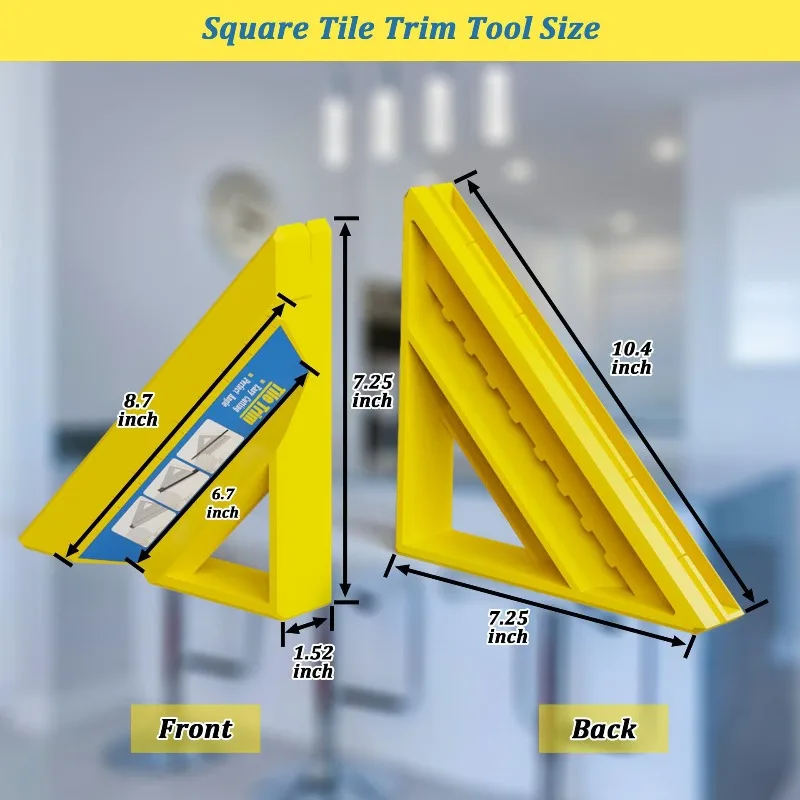1 piece tile tool, a cutting tool for installing tile trims, and a 45-degree beveled cut for trim