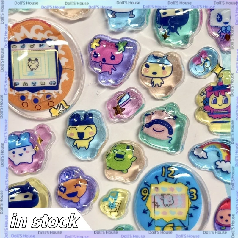 

3D Stickers New Sticker Toys Cartoon Crystal Stickers Kawaii Tamagotchi Cute Jelly Laser Embossed Solid Birthday Gift for Girls