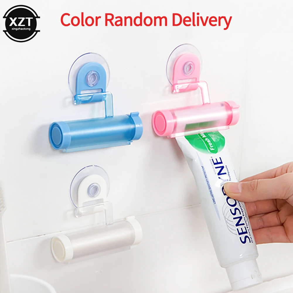 1PC ABS Cute Rolling Squeezer Toothpaste Dispenser Tube Partner Hanging Holder Press Rolling Holder Bathroom Daily Accessories