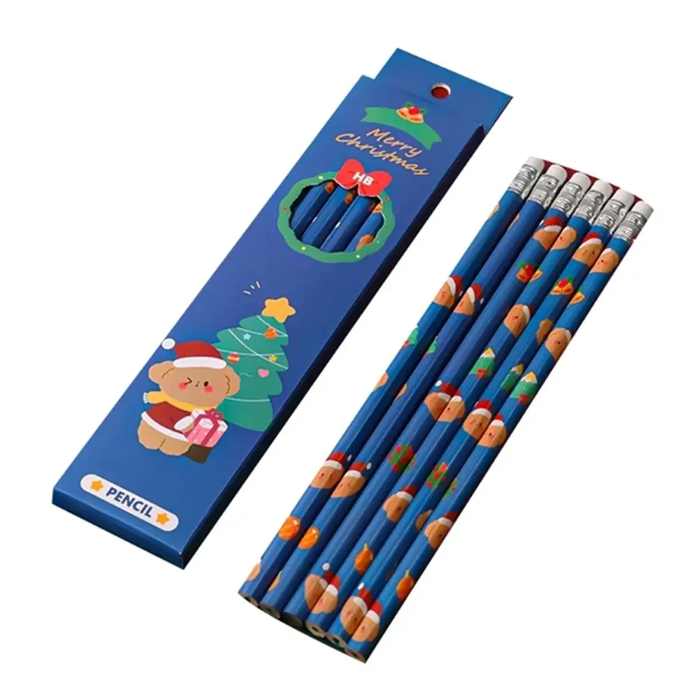 

Канцелярские принадлежности для студентов, письменные принадлежности, набор ручек для рисования, рождественский карандаш с ластиком, деревянный карандаш, карандаши HB, рождественский стандартный карандаш