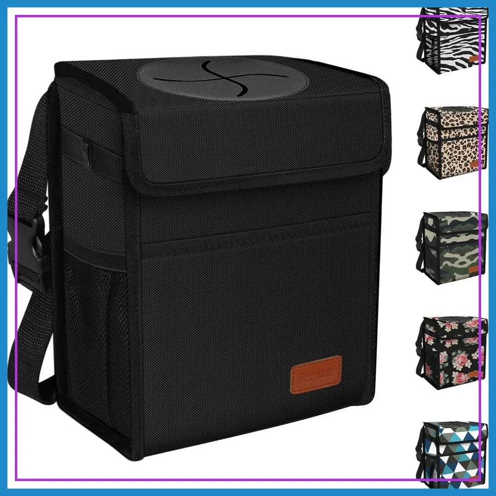 

Leak Proof Car Trash Can with Lid - Waterproof Automotive Garbage Bin for SUVs, Collapsible Portable
