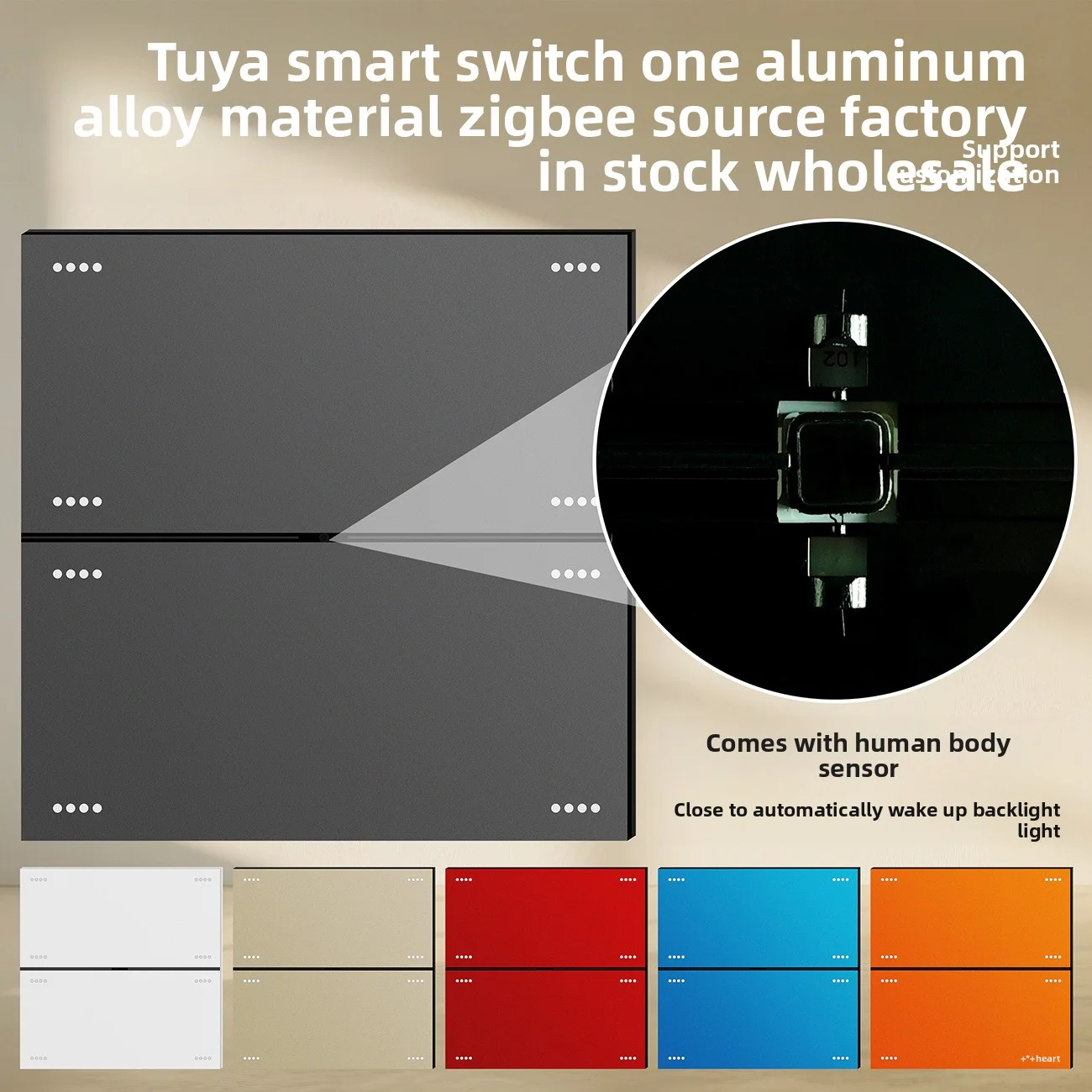 

Tuya Intelligent Switch Panel Alexa Voice Control Aluminum Surface Zigbee Eight Key Home Sensing Night Light Zero Fire Switch