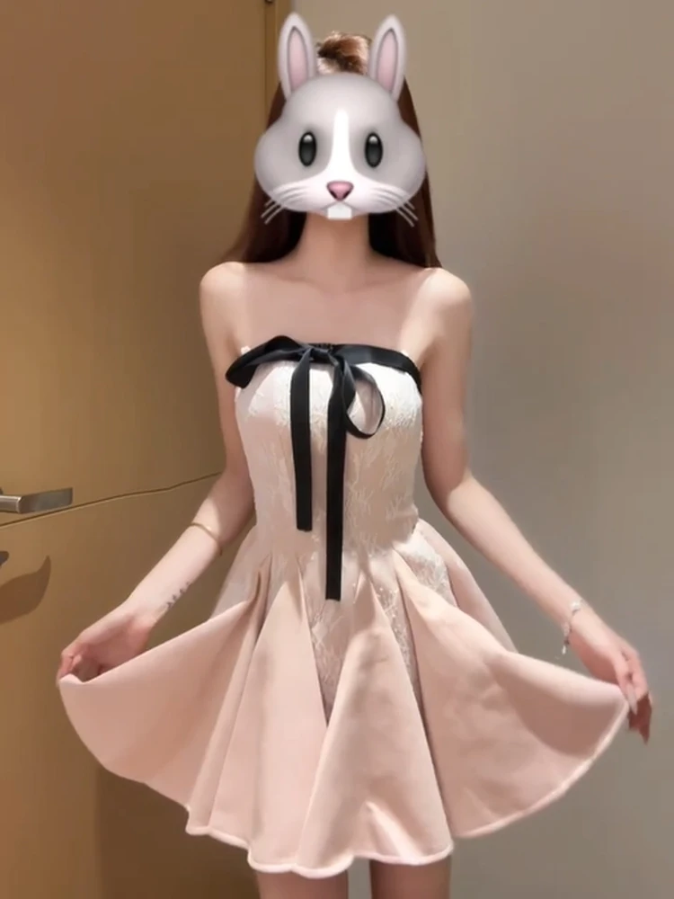 

Розовое облегающее платье-труба с узлом для женщин, осенне-зимнее, с короткой юбкой, на день рождения, в студенческом стиле, с присборенной талией