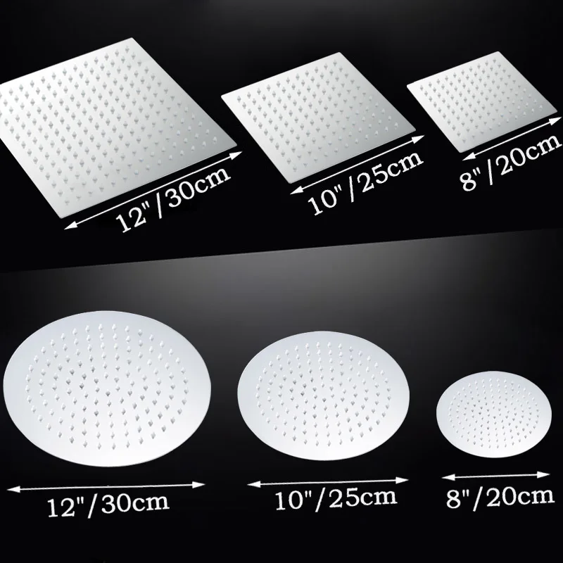 

BAKALA круглая и квадратная 8/10/12 дюймовая душевая головка из нержавеющей стали для ванной комнаты насадка для душа дождевая ультратонкая Душевая насадка LC1010