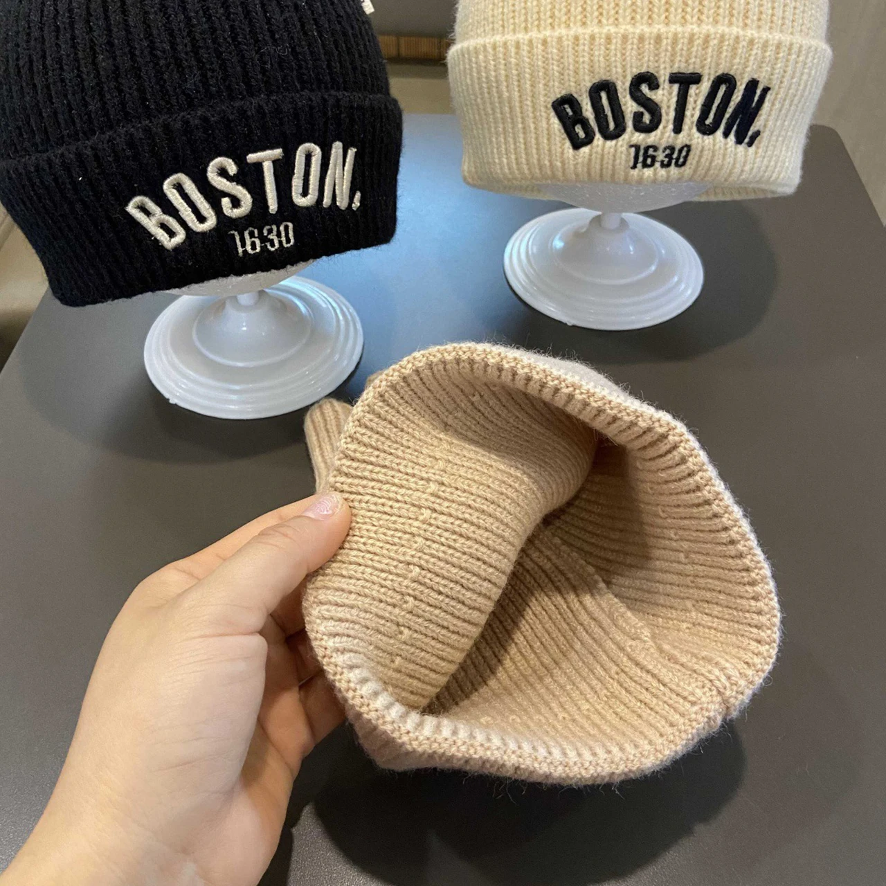 Czapka dziecięca z haftowanym napisem, dziergana, zabawna czapka typu beanie dla dzieci w wieku 1-4 lat, chłopięca i dziewczęca, jednolita, wełniana, szydełkowa czapka, czapka typu pullover dla niemowląt.