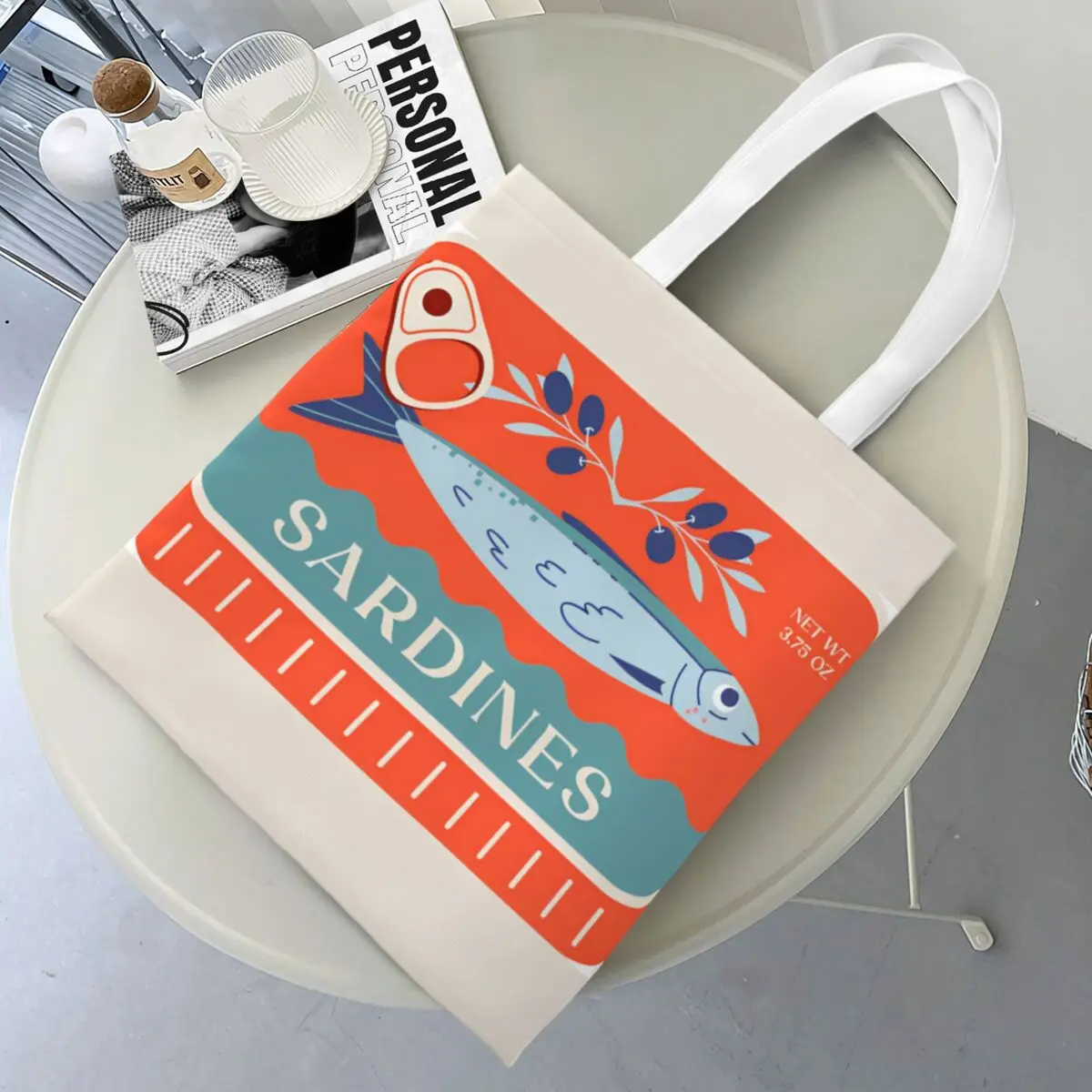 

Sardines Ocean Colored Shopper Bag Designer Shoulder Bag Lady Elegant Tote Bag Cloth School Student Handbags
