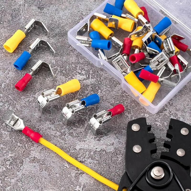 ABNO-75Pcs موصلات بأسمائها الحقيقية شبه المعزولة، مجموعة متنوعة من أدوات قطع الاتصال السريع على شكل حيوان الظهر، أنثى/ذكر 22-10 AWG