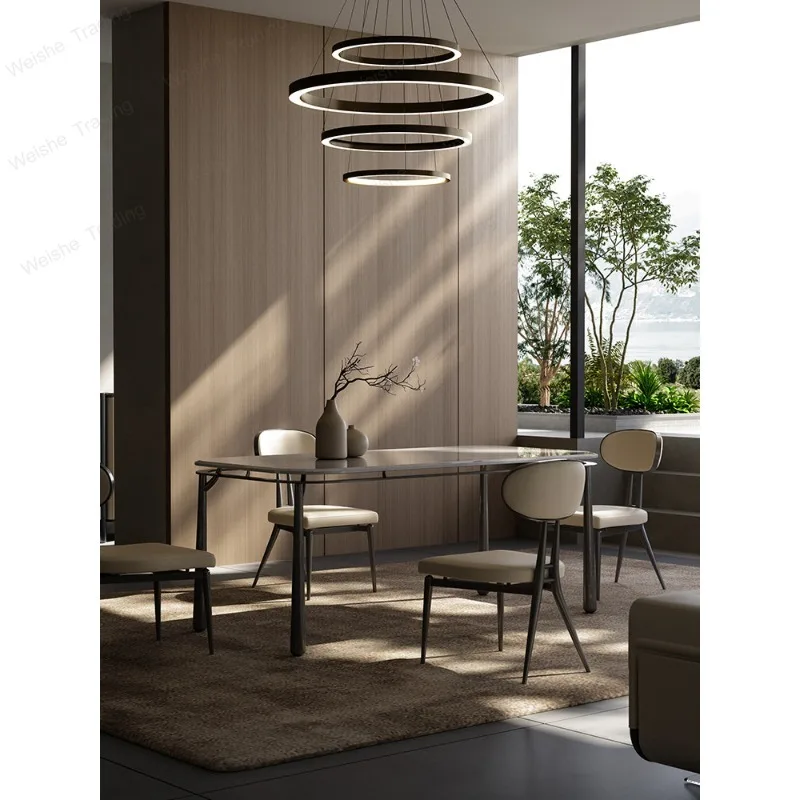 Marble dining table Premium dining table Restaurant Stainless steel rectangular dining table