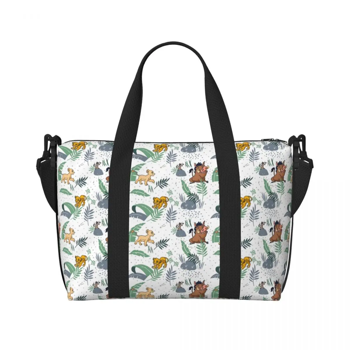 

Custom The Lion King Movie Tote Bag for Women Big Capacity Retro Hakuna Matata Beach Gym Travel Bags