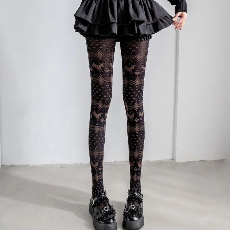 الربيع والخريف جديد شجرة عيد الميلاد الرنة الجاكار الرجعية قاعدة جوارب طويلة جوارب حلوة لطيف للنساء #3