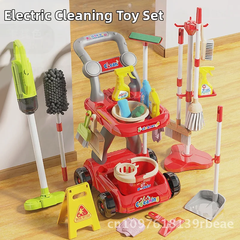 Children's Play House Sweeping Toy Set - Mop Broom Dustpan Combo for Kids 4-6 Years Old Intellectual Development Interactive