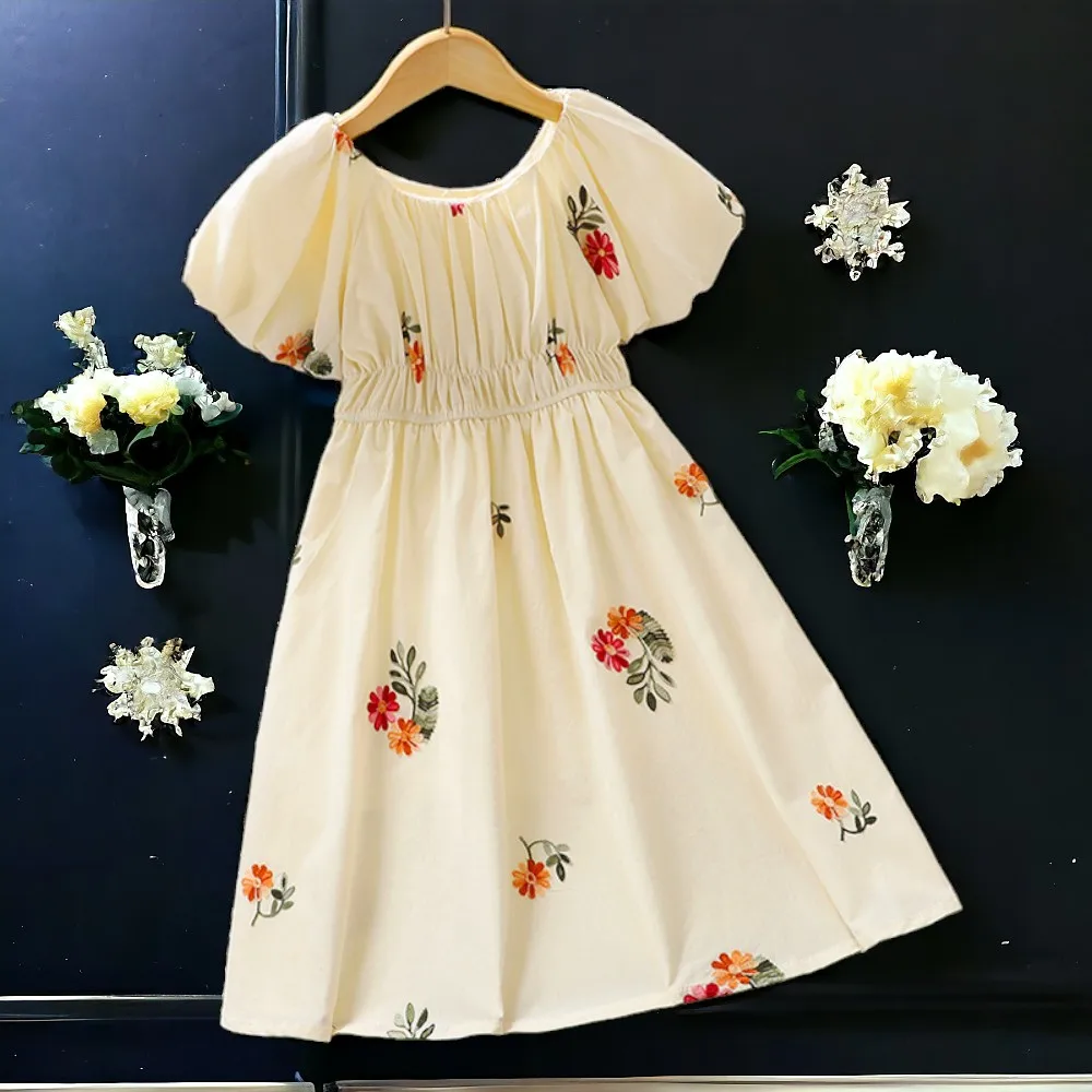 Summer Kids Outfits Girls Flower Dresses Kids Clothes Short Sleeve Dress Kids Princess Wedding Costumes 6 8 9 10 11 12 13 Years