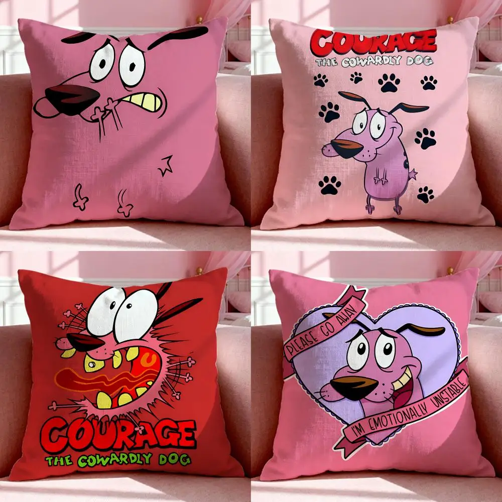 Classic Cartoon C-Courage the Cowardly DogS Cushion Cover Short Plush Breathable Pillowcase Odorless Invisible Zipper Washable