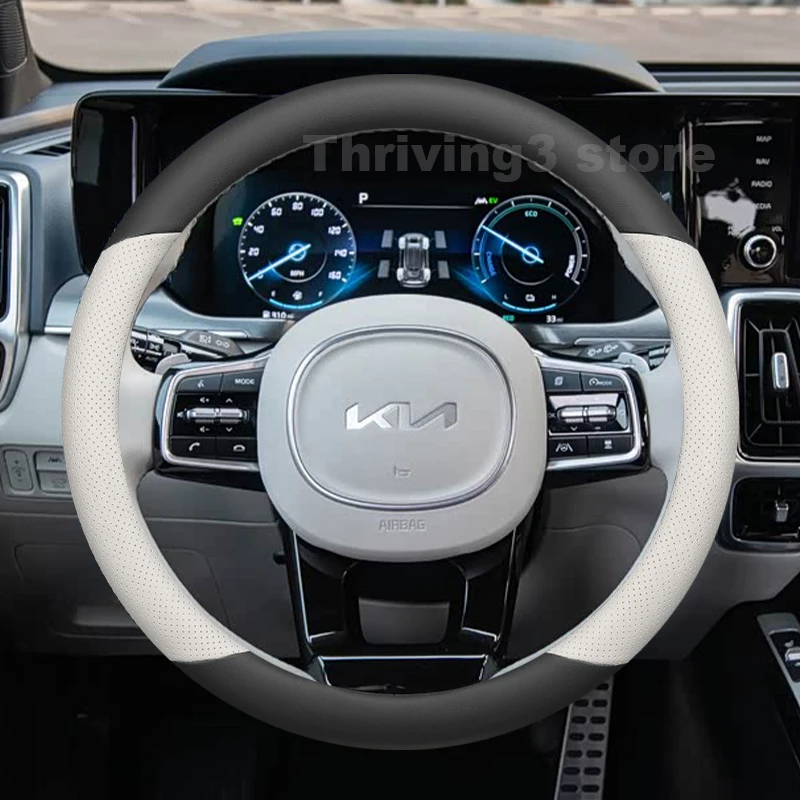 

Leather Car Steering Wheel Cover For Kia Sorento X-Pro HEV PHEV EcoHybrid 2015-2025 Auto interior Kia Sorento 2025 Accessories