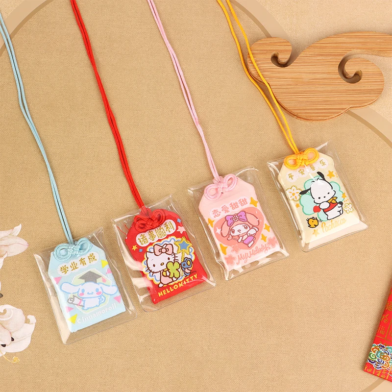 Melody Pochacco Embroidery Keychain Sanrio Anime HelloKittys Amulet Pendant Protective Charm Bag Accessories Gifts