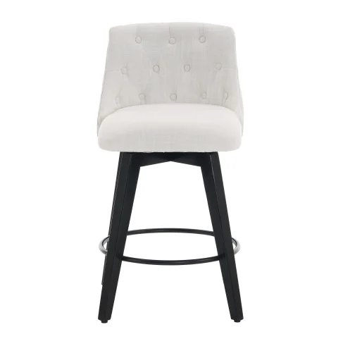 Modern Style Fabric Bar Stool Black Leg Contemporary Indoor Home Hotel Living Room Kitchen Design Wood Frame Set of 2