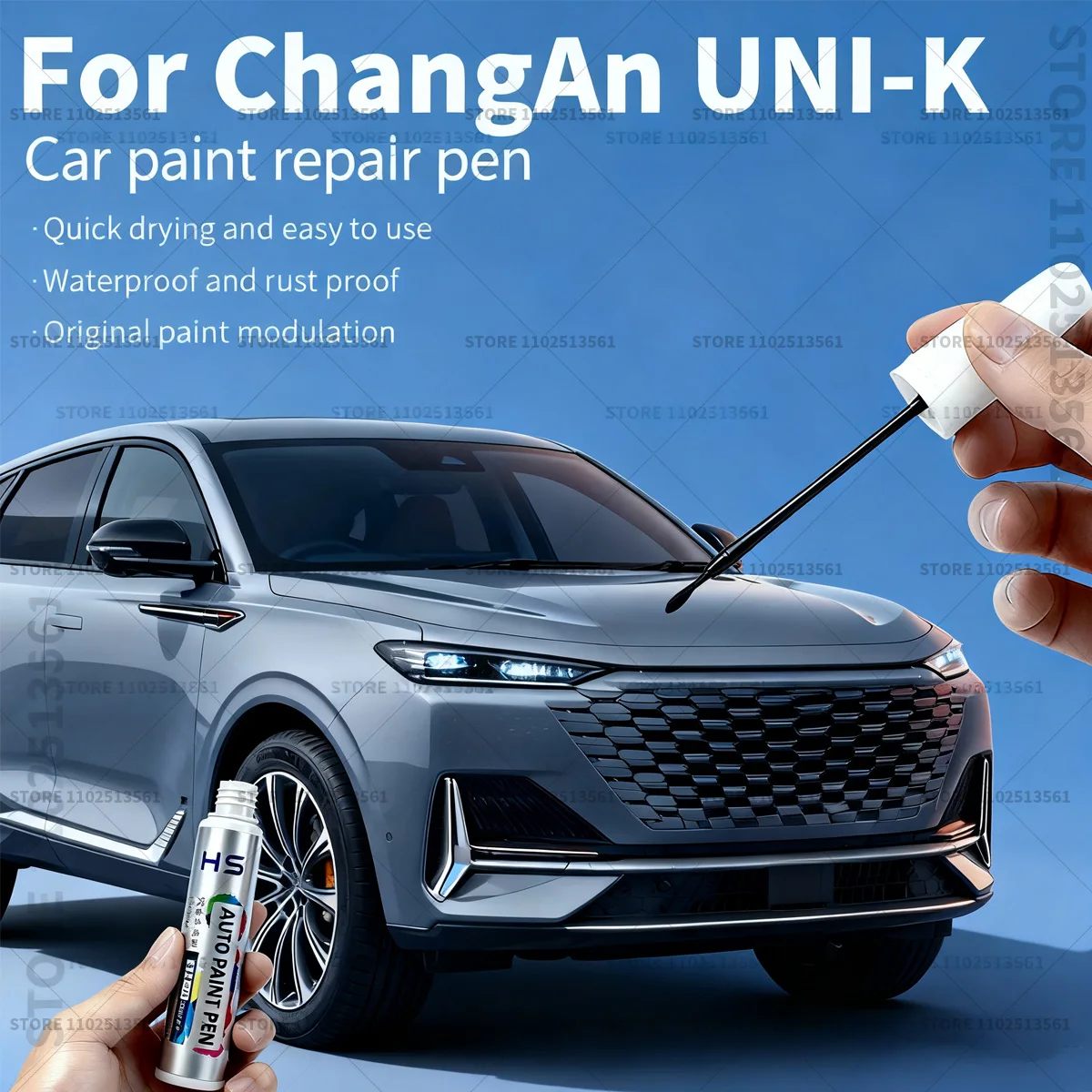 

Ручка для ремонта автомобильной краски для ChangAn UNI-K Touch Up, средство для удаления царапин, автоаксессуары «сделай сам», синий 126 BN6, белый C05, серый CA121, черный 122