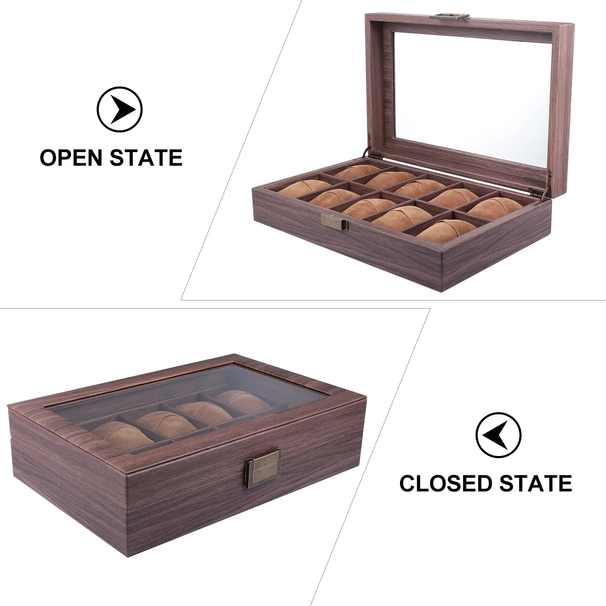 

1pc 10 Slots Watch Box ganizer Transparent Cover PU Dustproof Scratch Resistant Color Storage Jewelry Display