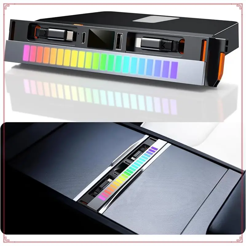 محطة إرساء RGB ضوء USB Hub ل تسلا نموذج Y Juniper نموذج 3 هايلاند 2025 متعدد المنافذ شاحن كابل قابل للسحب #4