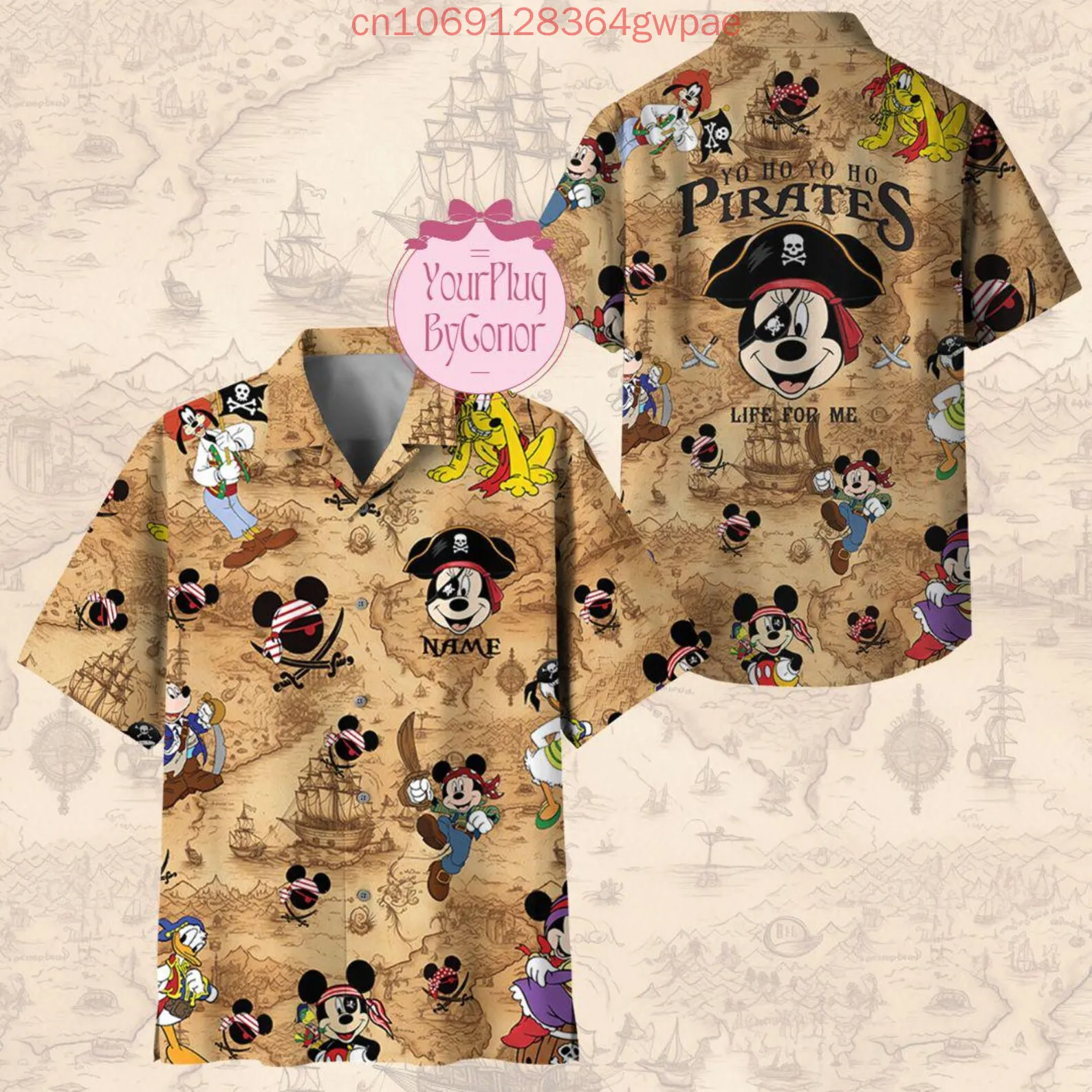 Disney Stitch Hawaiian Shirt Mickey Pirates of The Caribbean Men and Women Shirt Minnie Stitch Pirates Short Sleeve Tops