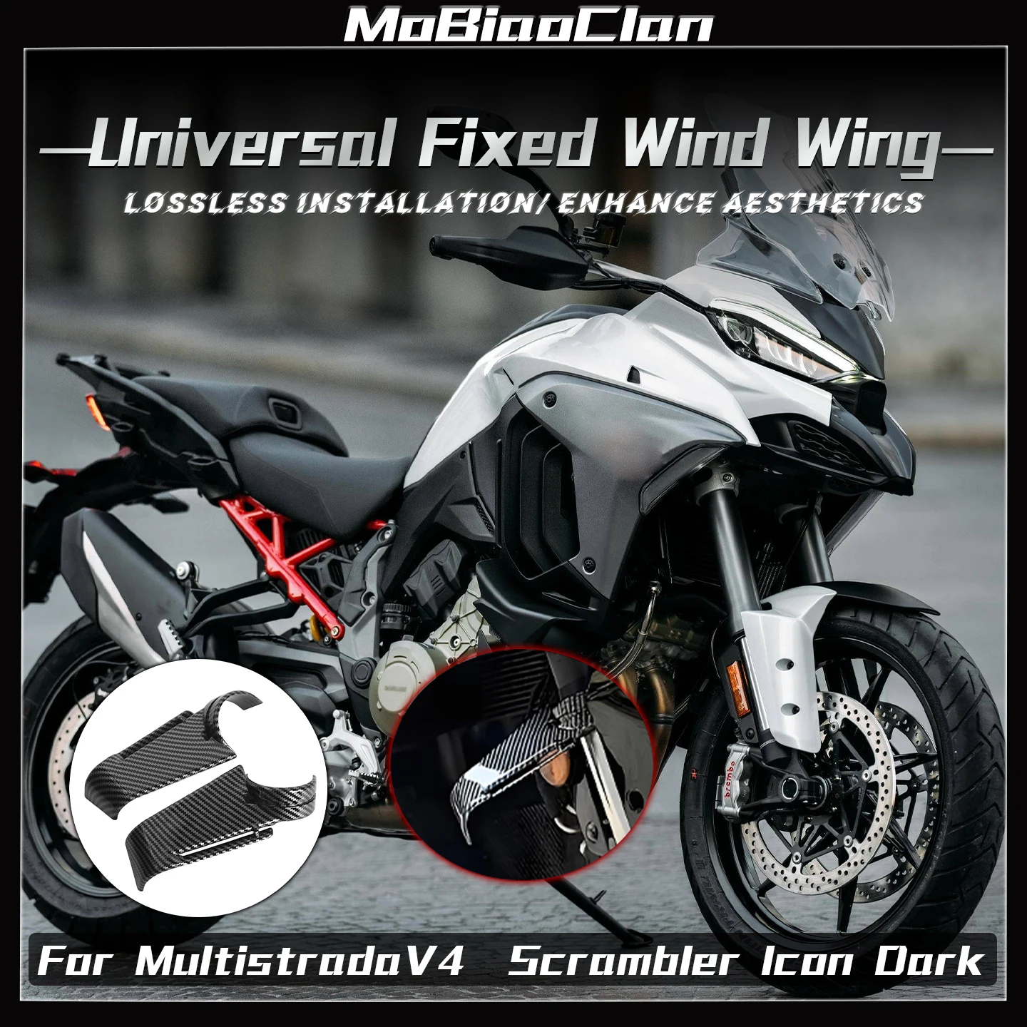 

For DUCATI Multistrada V4 Scrambler800 Icon Dark shock-absorbing fixed wing side wing guide plate imitation motorcycle universal