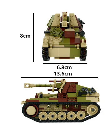 MOC WW2 Military Tank Building Block Car Vehicals Antiaircraft Gun Armored Car Weapon Germany Army Accessory Bricks Toys Gifts