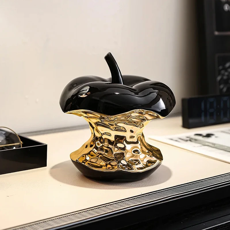 Creative Electroplating Ceramic Simulation Apple Ornaments Home Living Room Desk Display Cabinet Ornaments Table Decoration