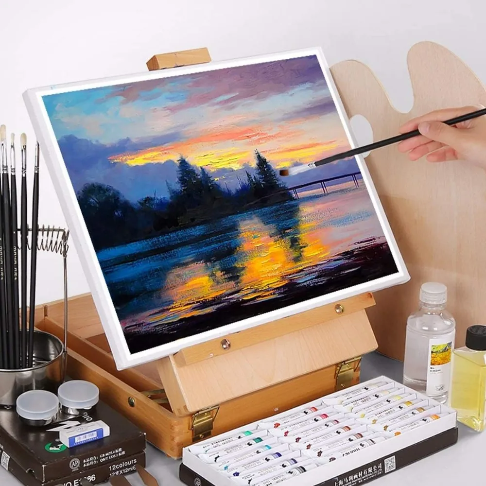 Tabletop Beechwood Art Easel for Painting Canvases Table Easel Stand for Painters Painting by Numbers, Students Beginners Artis