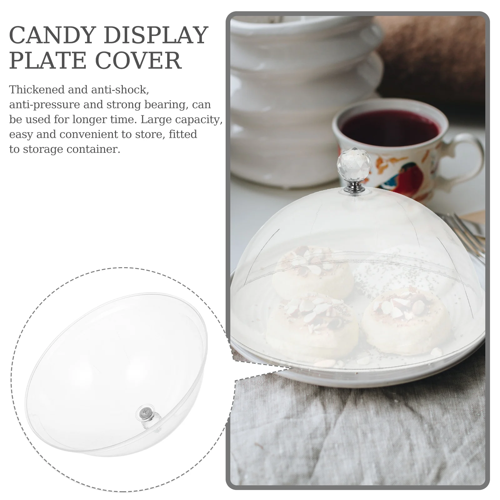 

Cake Dome Transparent 26cm Thickened Anti-Shock Clear Cake Cover Dome Lid Food Protector Candy Display Plate Cover for Home