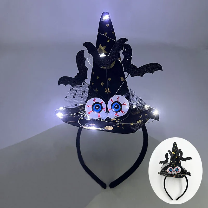 Novo design brilho headbands cosutmes acessório adereços horror aranhas morcegos olhos headbands brilho no escuro