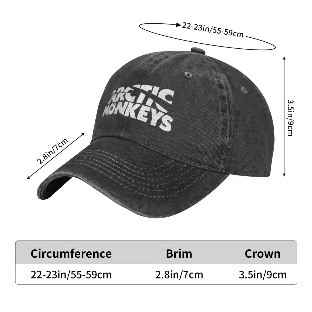 Unisex Arctic Monkey  Band Baseball Caps Fashion Distressed Denim Washed Sun Cap Adjustable