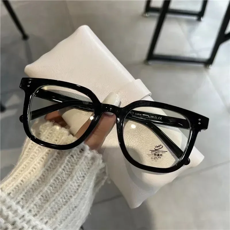 New Female Anti-Blue Light Near Sight Eyewear Vintage Black Large Frame Myopia Glasses Optical Spectacle Short Sight Eyeglasses