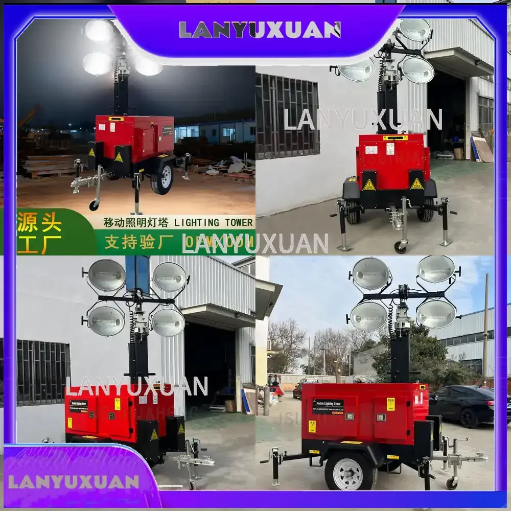 

2026 Mobile Trailer Mounted Light Tower for HMF969A-W Hydraulic Telescopic 9m Height Outdoor Construction Lighting