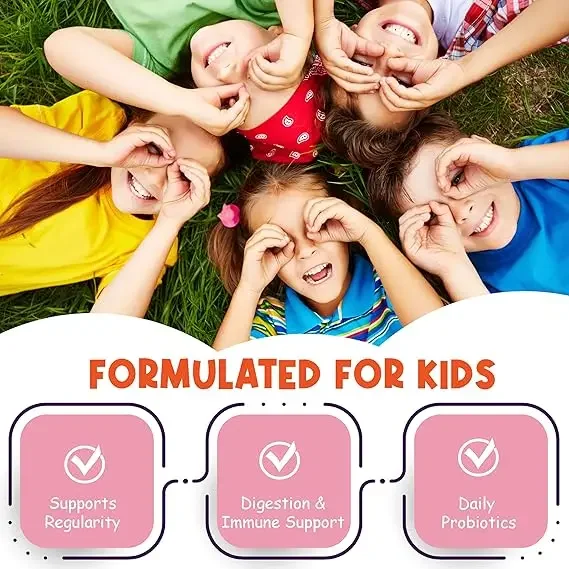 Kids Probiotic Gummies -Chewable Kid Probiotic Gummy Supplement - No Refrigeration Required - 60 Gummies