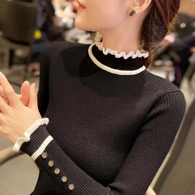 2023 Autumn Winter Women Sweater Turtleneck Loose Pullover Knit Soft Jumpers Casual Office Sweaters Knitted Female Pull Femme