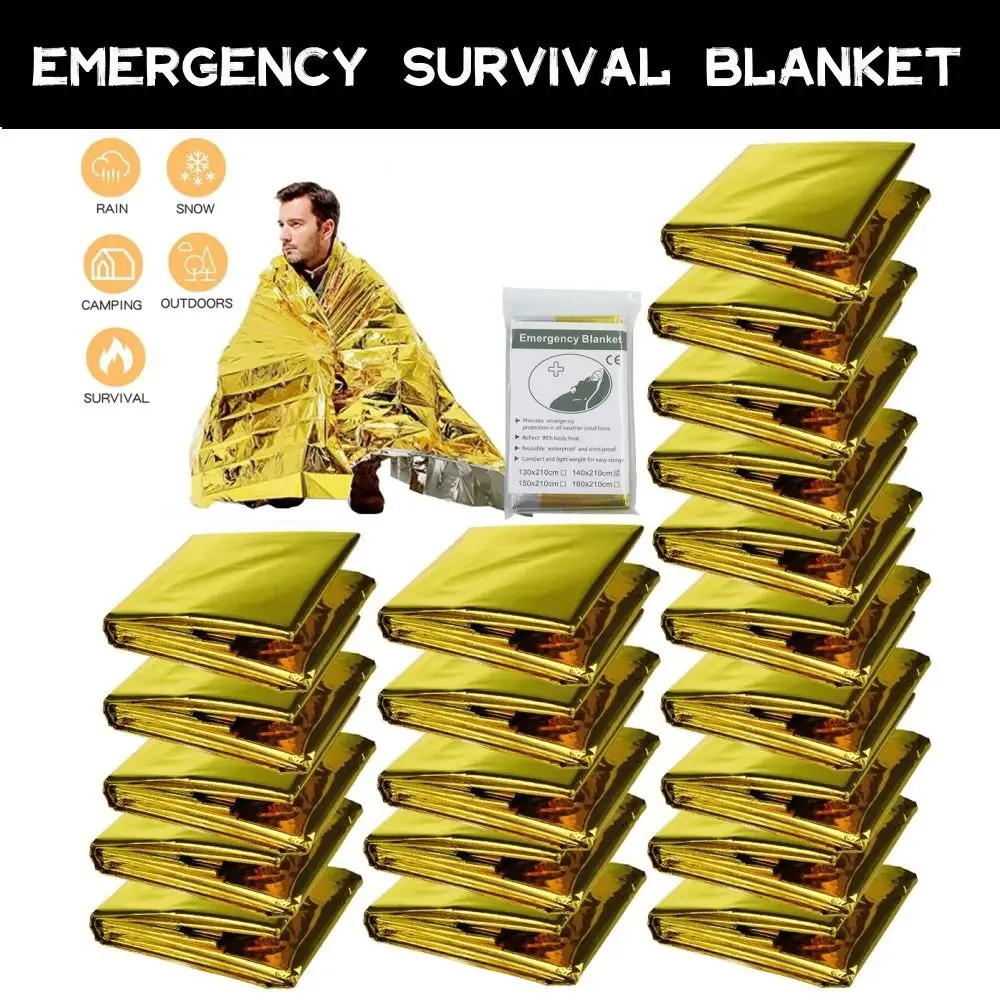 New Outdoor Survival Blanket Windproof Waterproof Gold Foil Blanket Camping Curtain