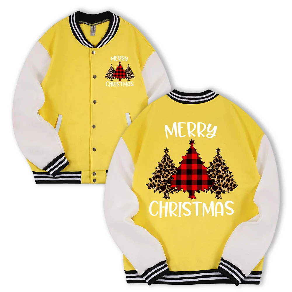 

Мужская куртка с Рождеством и елкой, новый уличный повседневный топ, модный флисовый свободный бейсбольный трикотаж, унисекс, винтажный с длинным рукавом