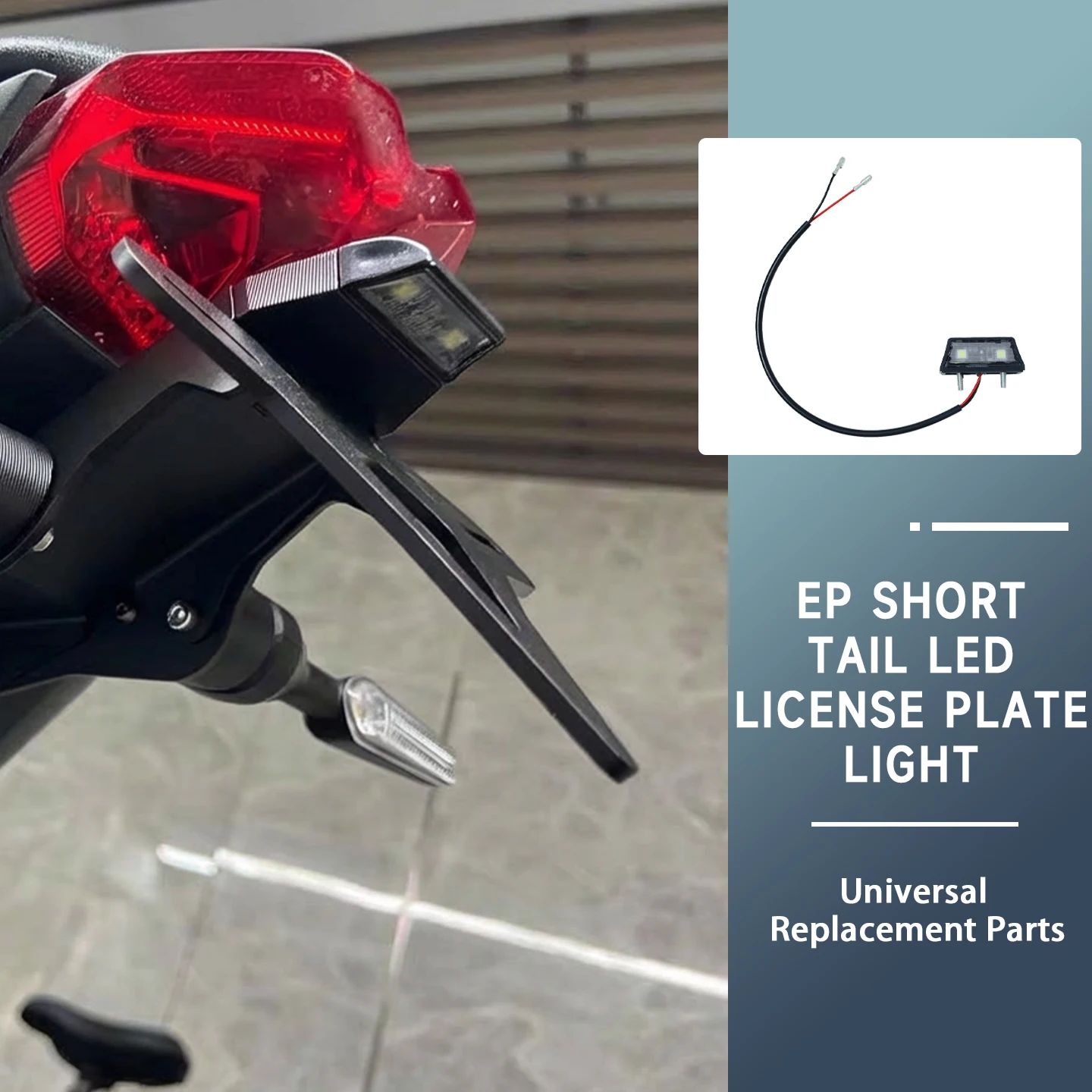 Universal EP Short Tail LED License Plate Light Motorcycle Rear Number Plate Lamp Waterproof For Honda Yamaha Kawasaki BMW