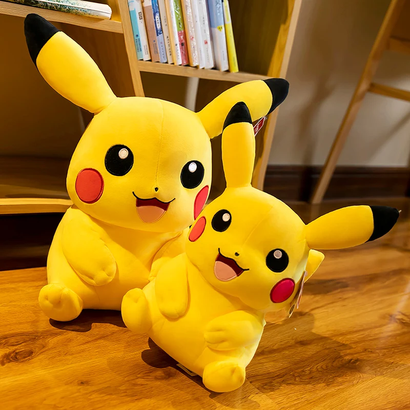 Adorável tamanho grande pokemon pikachu brinquedos de pelúcia pikachu bonecas de pelúcia pikachu peluche travesseiro presente de natal para crianças amigos meninos