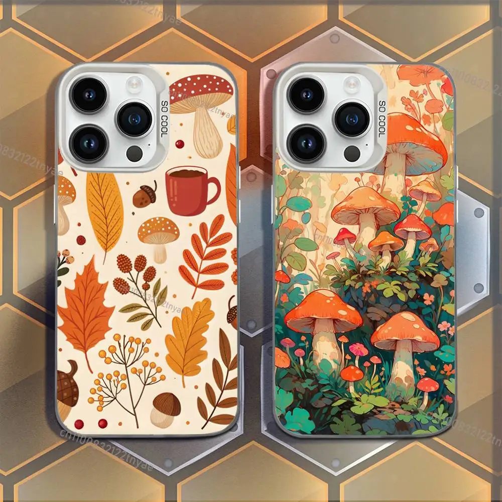 

Cute Mushroom Phone Case For iPhone 17,16,15,14,13,12,11,Mini,Pro,E,MAX White Candy Matte Shockproof Cover