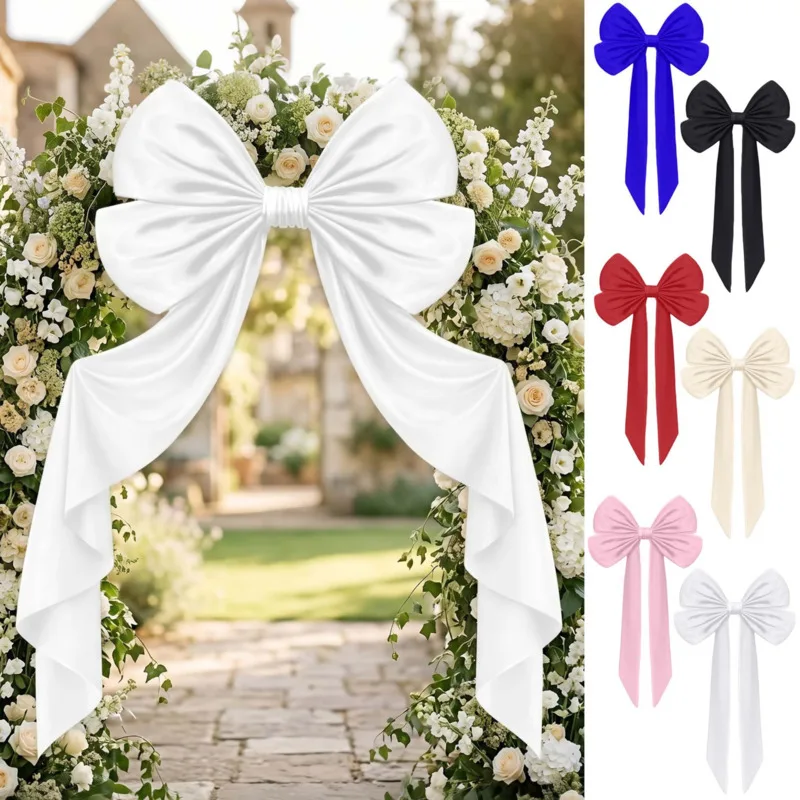 Giant Satin Bow Decoration Large, Artificial Ribbon Backdrop Wedding Arch, Party Christmas Home Hanging Ornament, Gift Decor