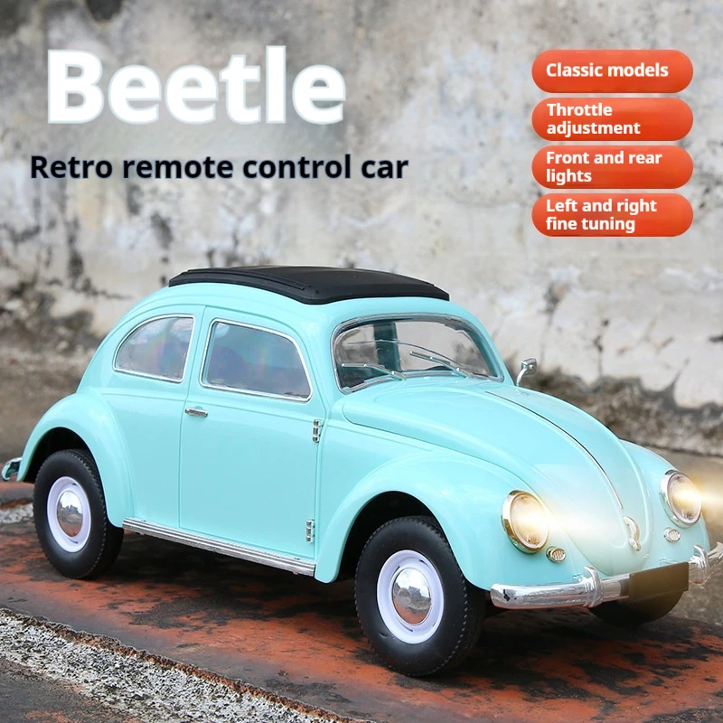 New Naughty Dragon Delin Retro Simulation 1:16 Beetle Light Drift Flat Run Remote Control Car Children'S Toy Gift Rc Car