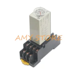 H3Y-2 12V/24VDC 24V/110V/220V/380VAC Power ON Delay Timer Time Relay DPDT 0.1-1S 0.1-3S 0.2-5S 8Pin DIN Rail PYF083A Socket Base