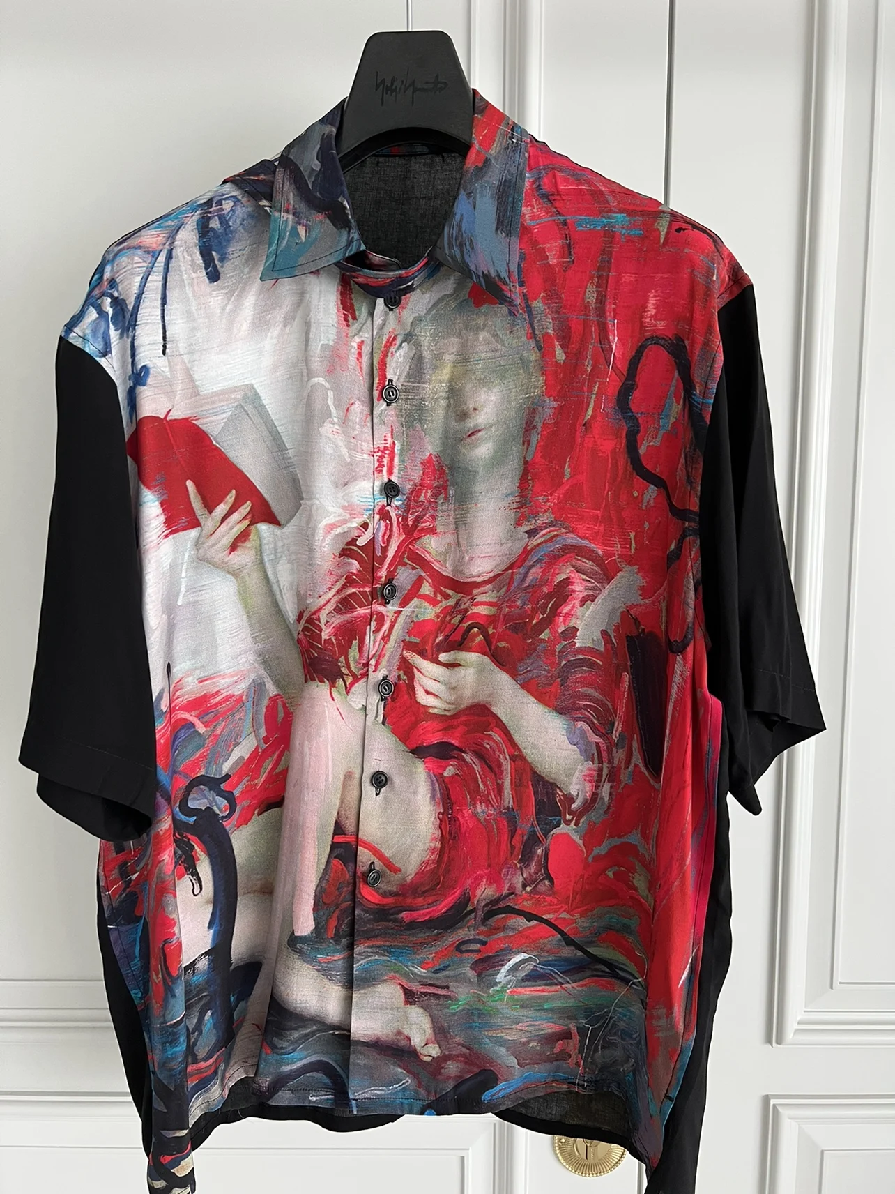 TOP-YAMAMOTO original design painting Black printed ink-wash T-shirt dark loose short-sleeved