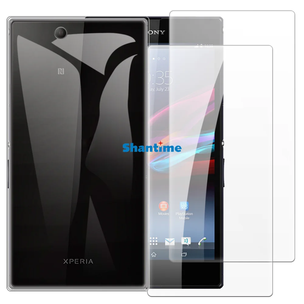 Miękkie etui + 2-pak ochraniaczy ekranu ze szkła hartowanego do Sony Xperia Z Ultra XL39H Pełna ochrona ciała