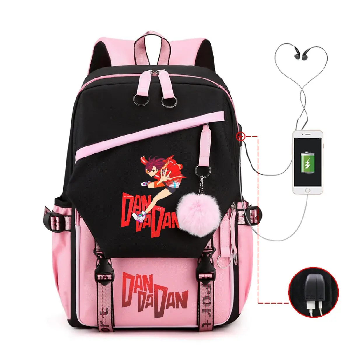 Nueva mochila con carga USB de Dandadan para estudiantes, mochila escolar de Anime de alta calidad, bolso de hombro informal de moda de cómic para adolescentes Dandadan