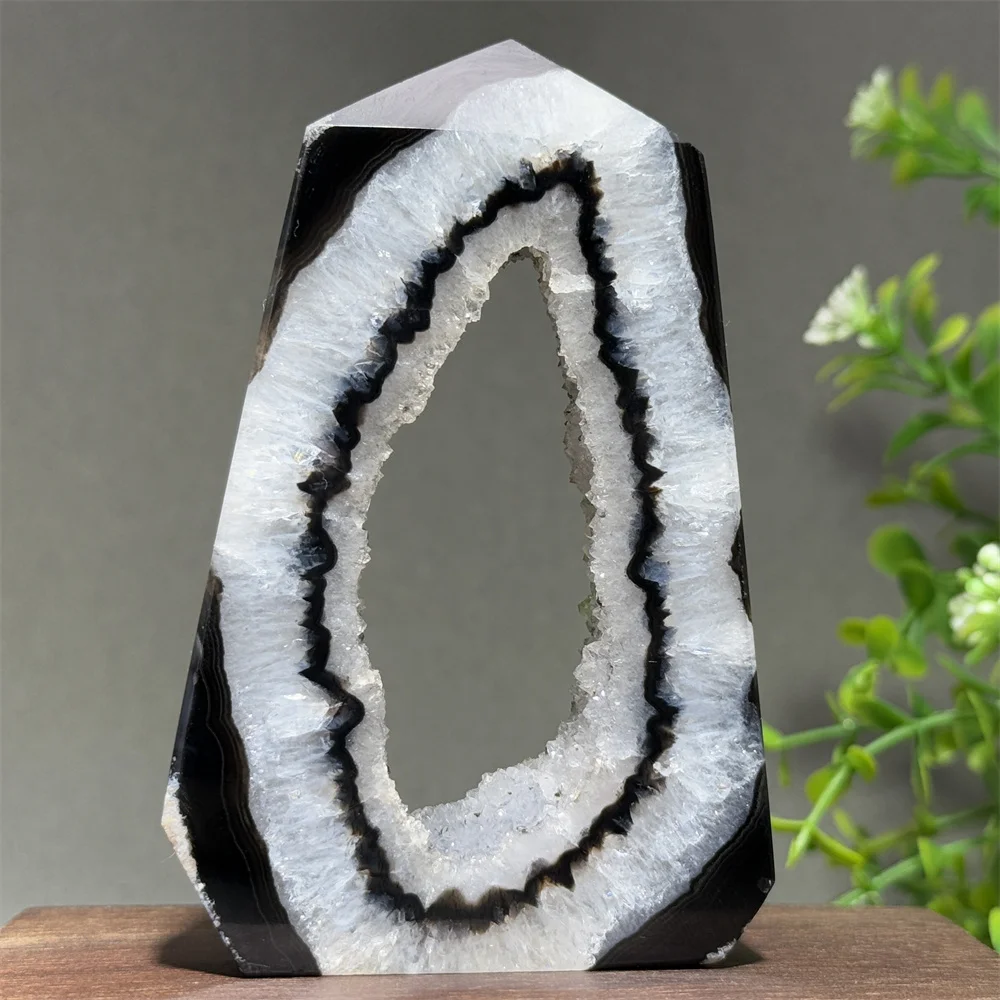 Obélisque en Agate Noire Naturelle, Grappe de Cristaux Minéraux, Décoration Énergétique pour la Maison, Guérison Reiki, Méditation, Sorcellerie