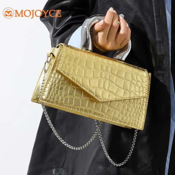 Handbags For Women 2023 Designer Luxury Crocodile Pattern Chain Crossbody Bags Trend Lacquer Leather Designer Square Satchel Bag